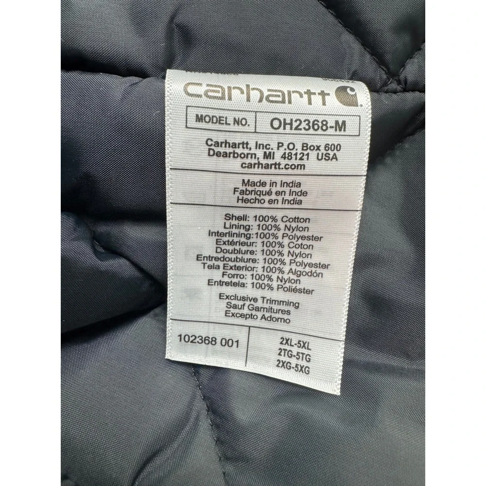 Carhartt‎ Firm Duck Insulated Hood Black Arctic Weight 2XL-5XL NWT